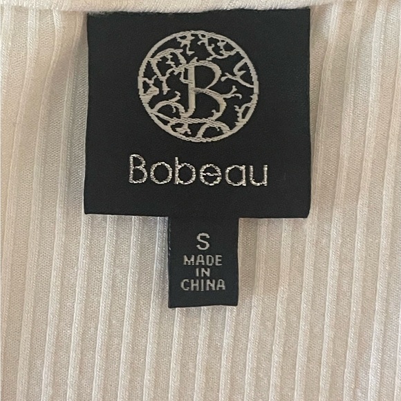 Bobeau White Wrap Tie Sleeveless Top Small Ribbed Knit Rayon Blend Tank - Picture 6 of 9